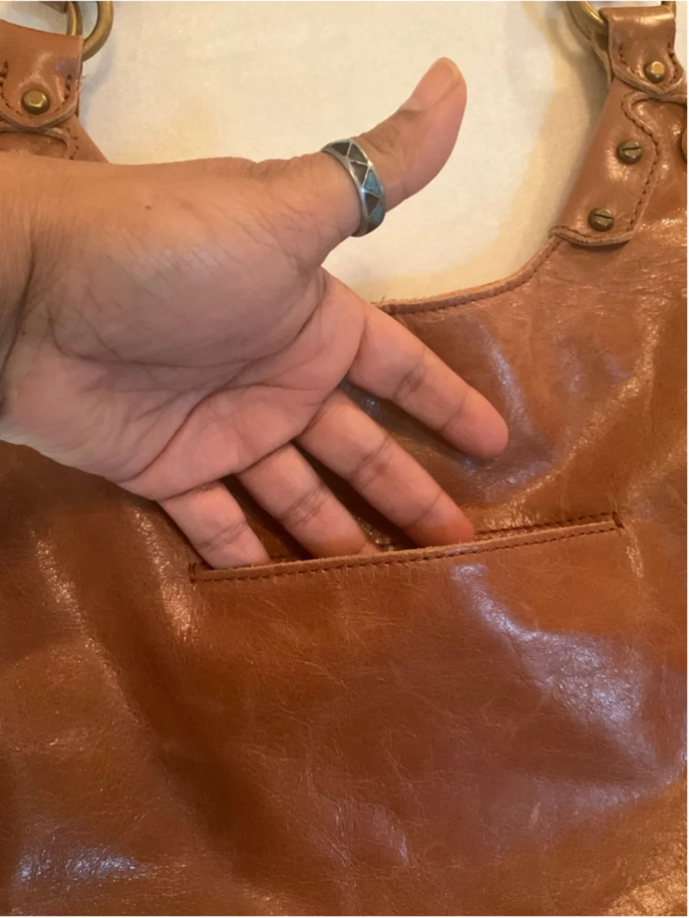 The Sak Brown Leather Patchwork Shoulder Bag Boho Hobo Purse - Picture 5 of 10